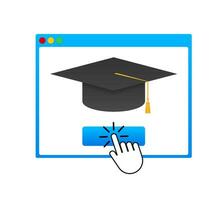 Internet education. Book icon. E learning resources. Vector stock illustration