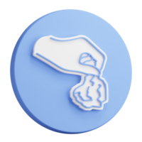 3d botón representación de mano lanza usado papel servilleta dentro basura. disposición y reciclaje de casa desperdiciar. realista azul blanco png ilustración aislado en transparente antecedentes