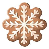 Gingerbread cookies. Winter homemade sweet in shape of snowflake. Cartoon Vector illustration