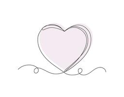 Continuous one line heart or love isolated vector illustration.