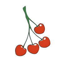 Cherry Branch Hand Drawn Cartoon Style Illustration AI Generated png