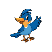 Blue Bird Hand Drawn Cartoon Style Illustration AI Generated png