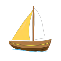 yacht main tiré dessin animé style illustration ai généré png