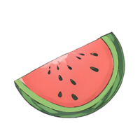 Watermelon Slice Hand Drawn Cartoon Style Illustration AI Generated png