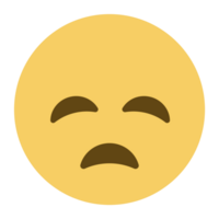 Downcast emoji. Sad yellow face, emoticon with closed eyes png