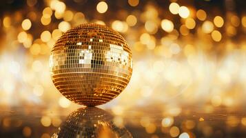 Disco balls image in gold on golden background. Generative AI 23998502  Stock Photo at Vecteezy