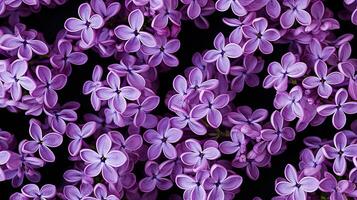 Lilac flower patterned background. Flower texture background. Generative AI photo