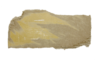 A sheet of corrugated paper is torn into pieces on transparent background png file