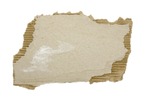 A sheet of corrugated paper is torn into pieces on transparent background png file