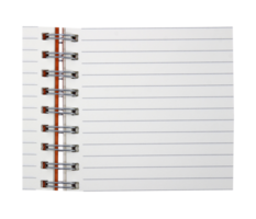 Blank notebook paper with ring spine on transparent background png file