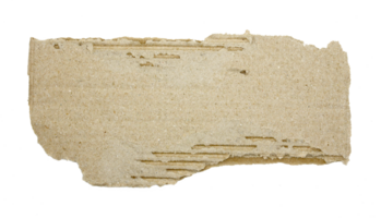 A sheet of corrugated paper is torn into pieces on transparent background png file