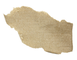 A sheet of corrugated paper is torn into pieces on transparent background png file