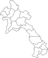 Map of Laos with detailed country map, line map. png