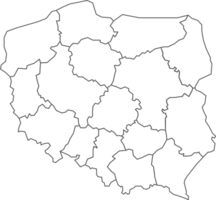 kaart van Polen met gedetailleerd land kaart, lijn kaart. png