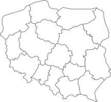 carte de Pologne avec détaillé pays carte, ligne carte. png