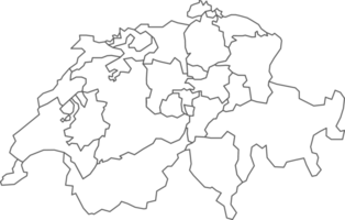 Map of Switzerland with detailed country map, line map. png