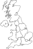 mapa de Reino Unido con detallado país mapa, línea mapa. png