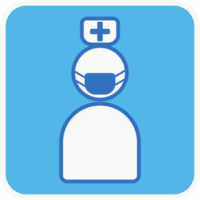 nurse flat icon in blue square. png