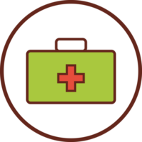 first aid kit flat icon in circle. png