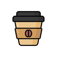Coffee Cartoon Vector Icon Illustration. Food and Drink Icon Concept Isolated Premium Vector. Flat Cartoon Style