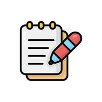 Notepad Cartoon Vector Icon Illustration. Writing Icon Concept Isolated Premium Vector. Flat Cartoon Style