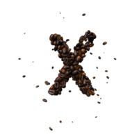 Coffee text typeface out of coffee beans isolated the character x png