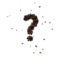 Kaffee Text Schrift aus von Kaffee Bohnen isoliert das Charakter Frage Kennzeichen png