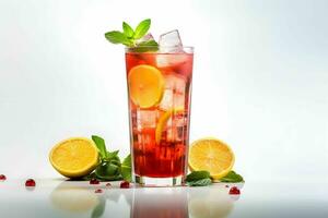 Refreshing cold mocktail with berries and lemon, raspberry lemonade. photo