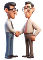 a businessman shaking hands with his business partner, concept of deal, cooperation, etc, cartoon character 3d illustration. generative ai png