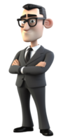 3d cartoon character of a male businessman, generative ai png