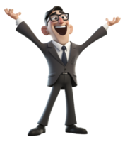 a businessman with a happy expression, concept of success achieving goals, cartoon character 3d illustration. generative ai png