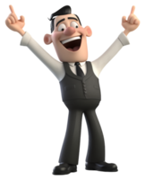 a businessman with a happy expression, concept of success achieving goals, cartoon character 3d illustration. generative ai png