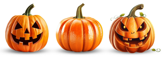 collection of halloween pumpkin elements, generative ai png