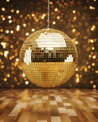 Background Ball Disco Gold Mirror Discoball Golden Glitter White