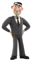 3d cartoon character of a male businessman, generative ai png