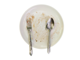 Set of used cutlery and plates PNG transparent