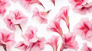 Gladiolus flower patterned background. Flower texture background. Generative AI photo