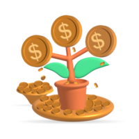 3d business investment concept icon or 3d online png