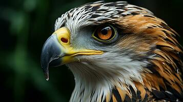 Close-up photo of a Falcon looking any direction. Generative AI