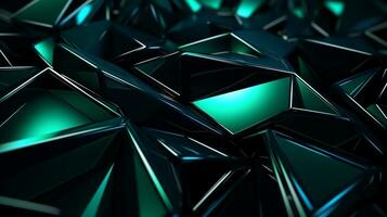 3d futuristic shape background with illustration of blue green and black color. Generative AI photo