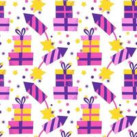 Gifts seamless pattern. Vector. Holiday concept. Pink gifts with a ribbon. vector