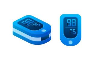 Oximeter with normal value. Health care for blood saturation test. Coronavirus prevention. Vector stock illustration