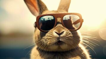 Stylish rabbit sporting shades, cool and confident photo