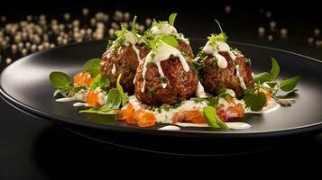 foto de carne de vaca kofta como un plato en un gama alta restaurante. generativo ai