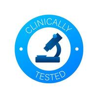 Clinically tested sign. Lab tested sign. Check mark and laboratory flask. Vector stock illustration