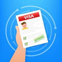 Clipboard with visa application. Travel approval. Immigration visa. Vector stock illustration