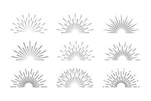 Sunburst set black style isolated on background for logotype, emblem, logo, tag. Firework explosion, star. Vector stock illustration