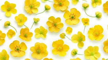 Buttercup flower flower pattern background. Flower background texture. Generative AI photo
