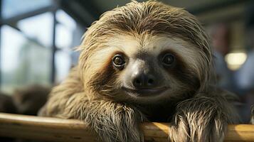 Close-up photo of a Sloth looking any direction. Generative AI