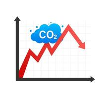 CO2 decrease logo in flat style isolated on empty background. Flat icon on white backdrop. Vector logo illustration